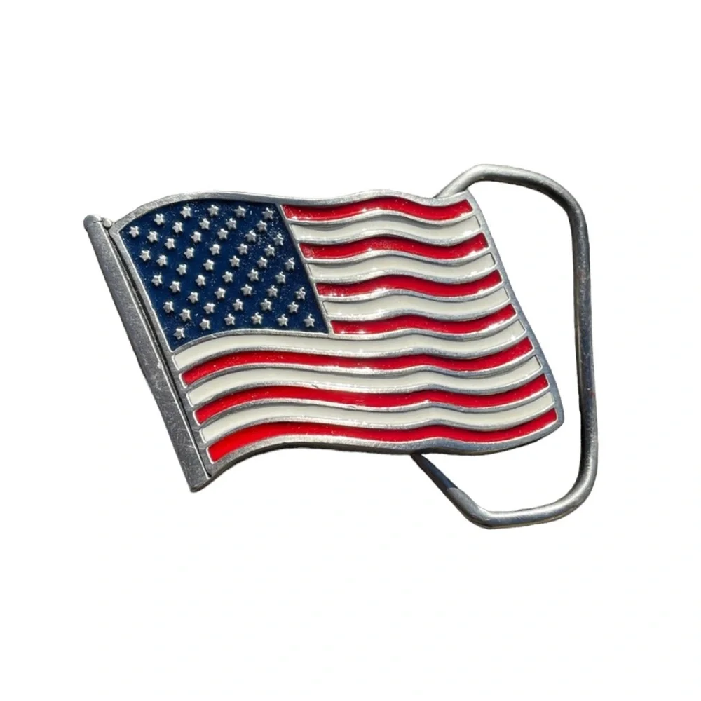 The Great American Buckle Co Small Unisex American Flag Buckle Fits 1.5” Belt